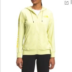The North face neon yellow zip up sweatshirt